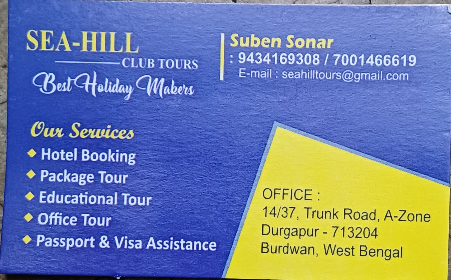 SEA HILL CLUB TOURS